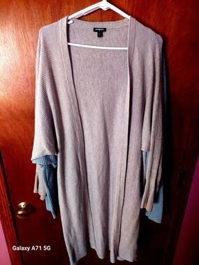 Express Long Open-Front Gray Women's Cardigan Sweater